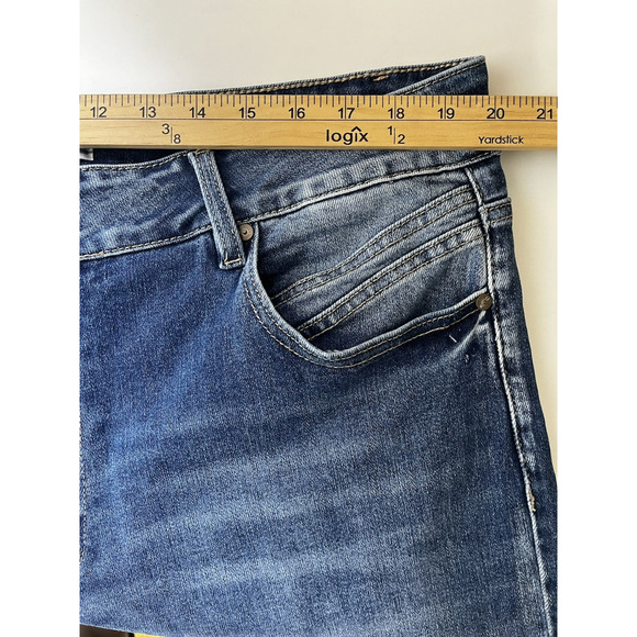 Kancan Flare High Rise Back Seam Jeans Plus Size 20 Medium Wash Raw Hem - Picture 3 of 13